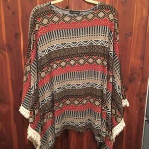 Aztec print poncho